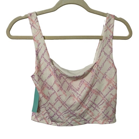 Abound Women's Crop Top Tank Sleeveless Pink Purple White Abstract - M - Picture 1 of 8